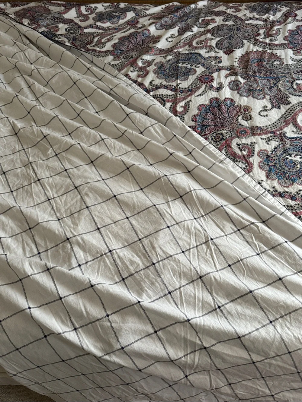 Lauren Ralph Lauren Carter Multi Paisley Duvet Cover Queen Size Plaid Windowpane